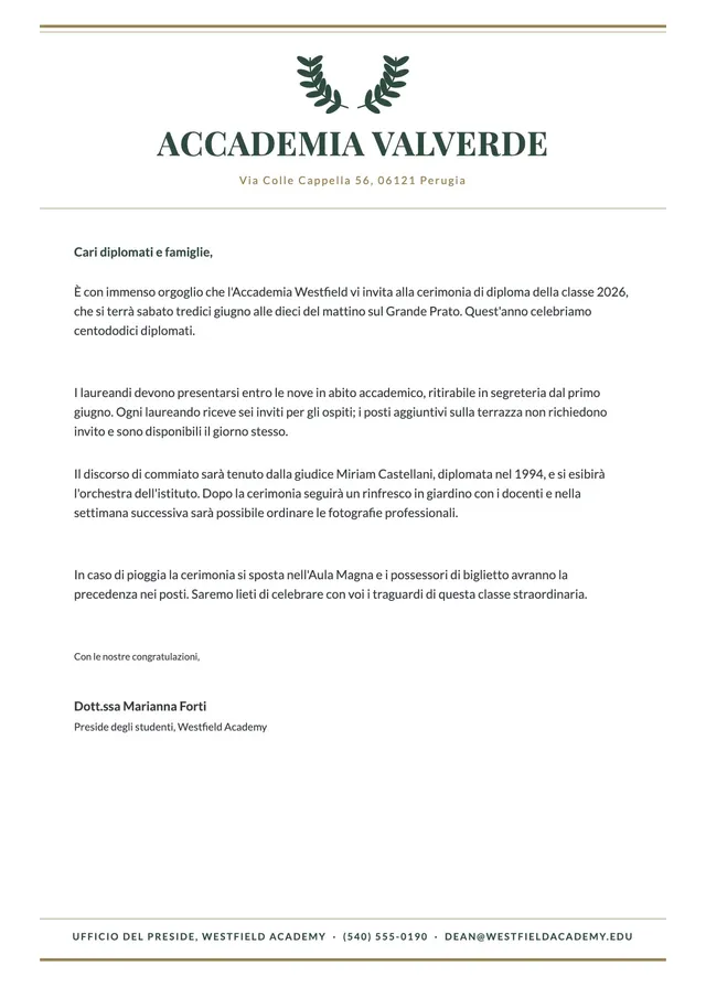 Modello di carta intestata per istituto scolastico