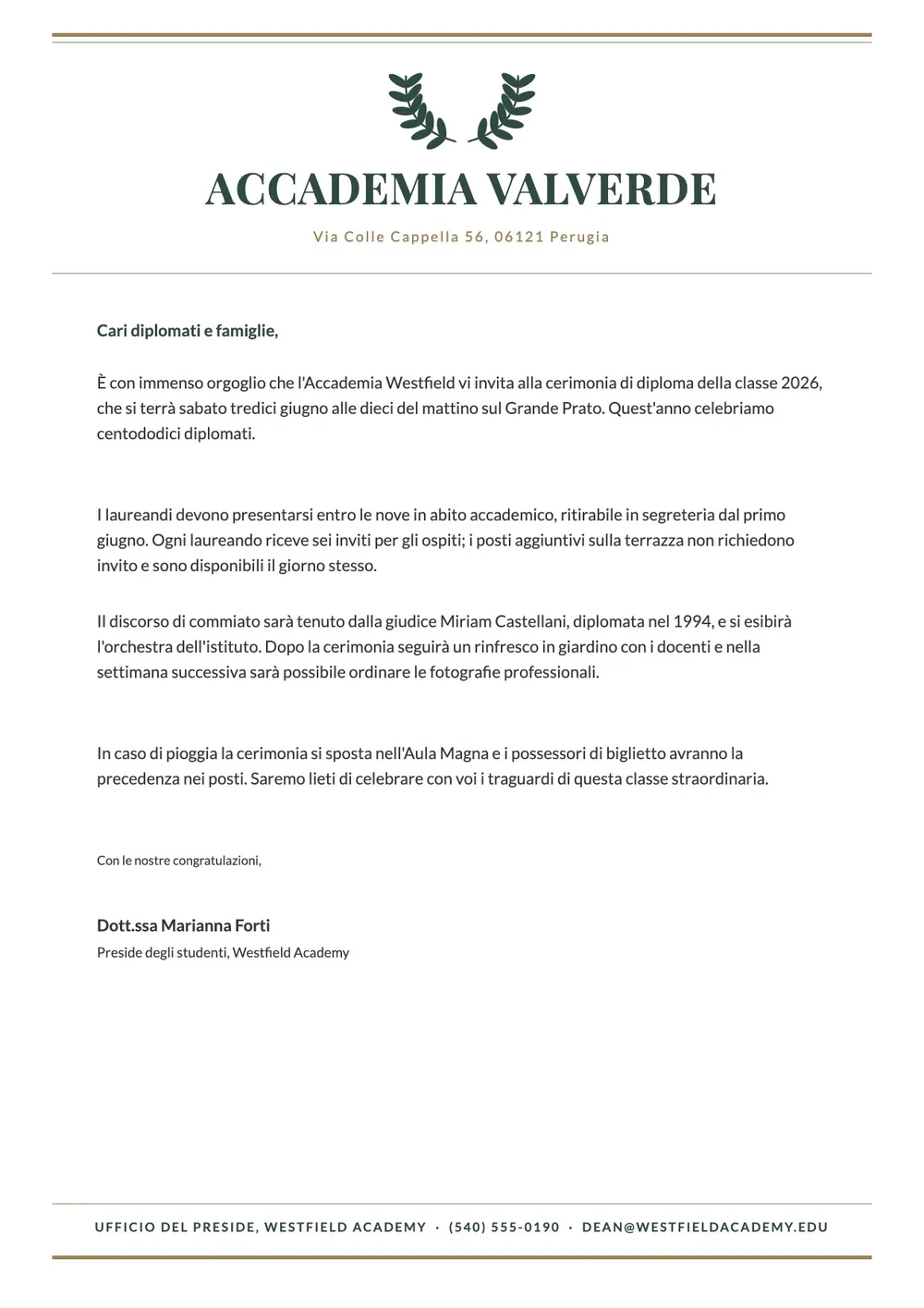 Modello di carta intestata per istituto scolastico