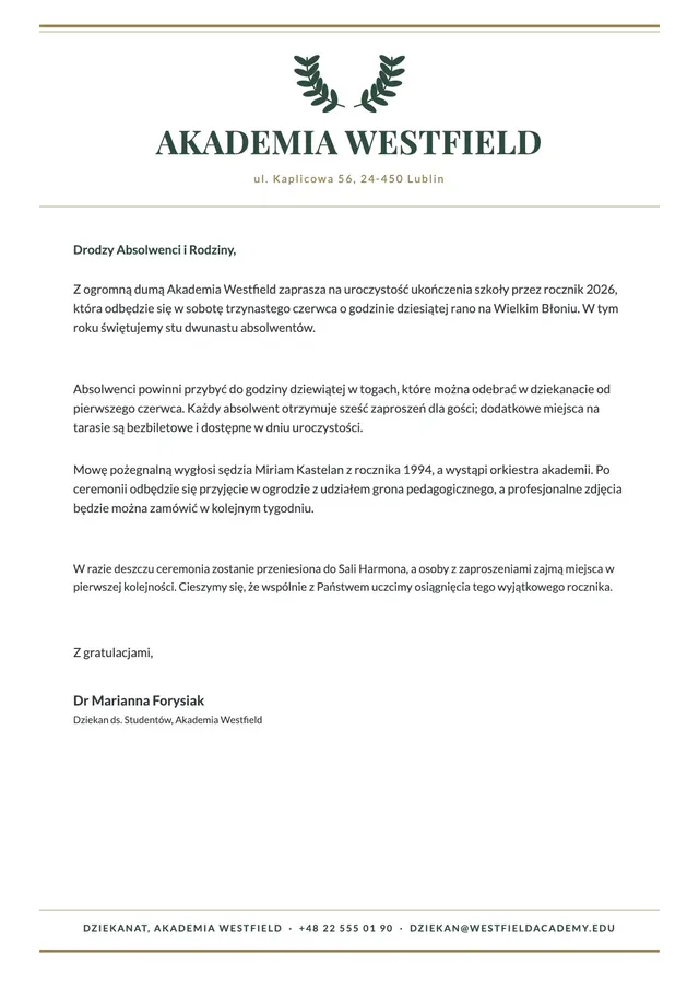 Papier firmowy dla akademii – szablon