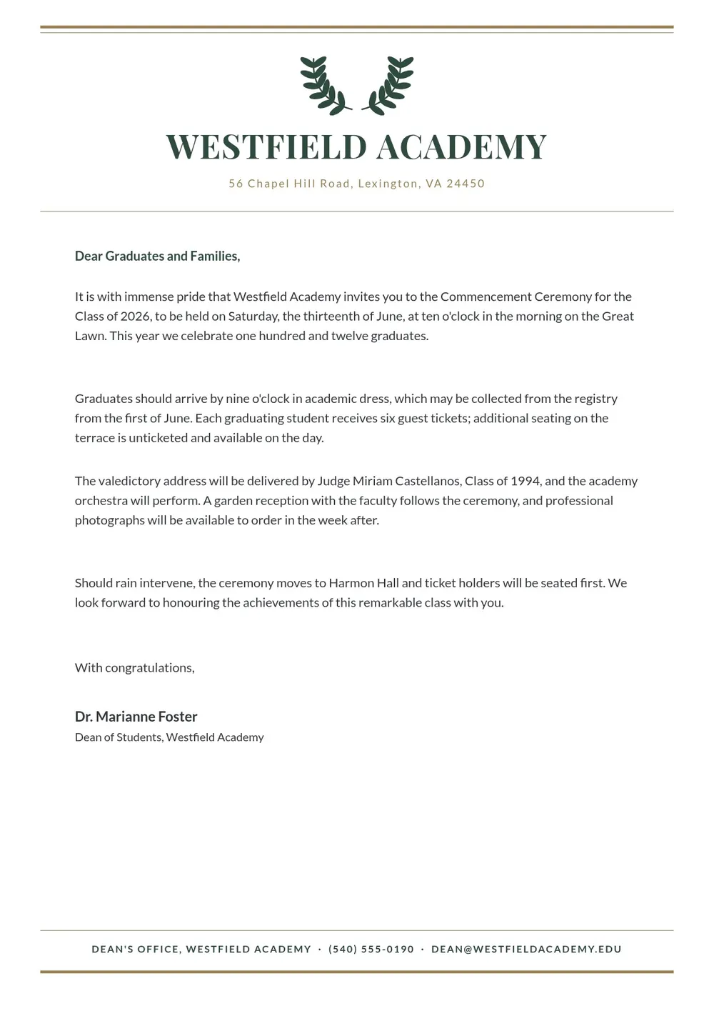 academy school letterhead template