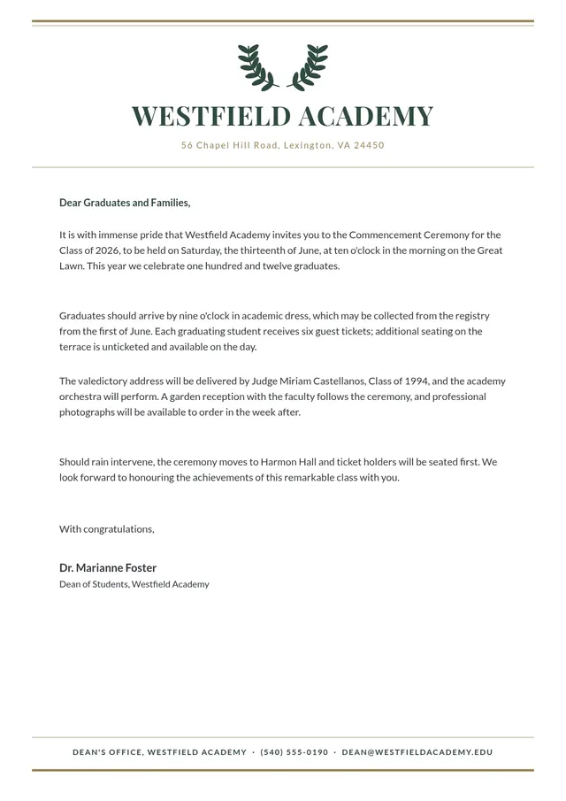 academy school letterhead template