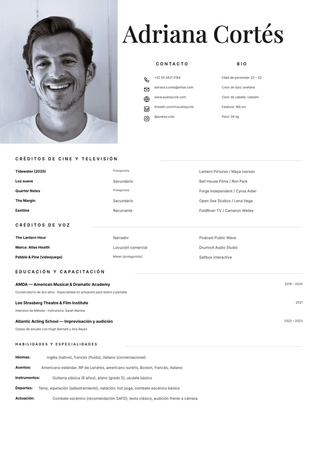 Currículum de actor