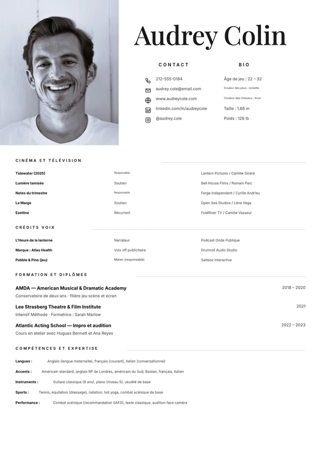 CV d'acteur
