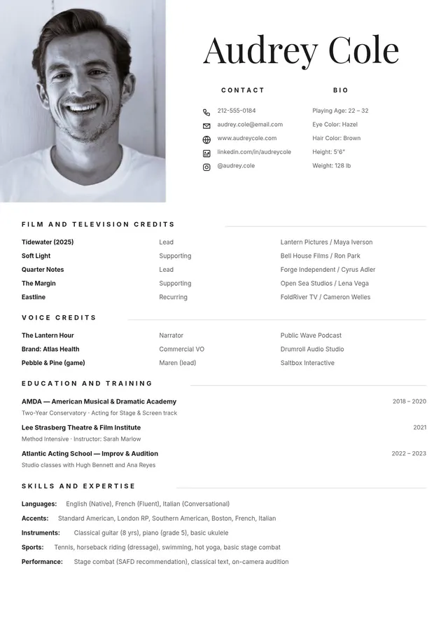 actor-resume form