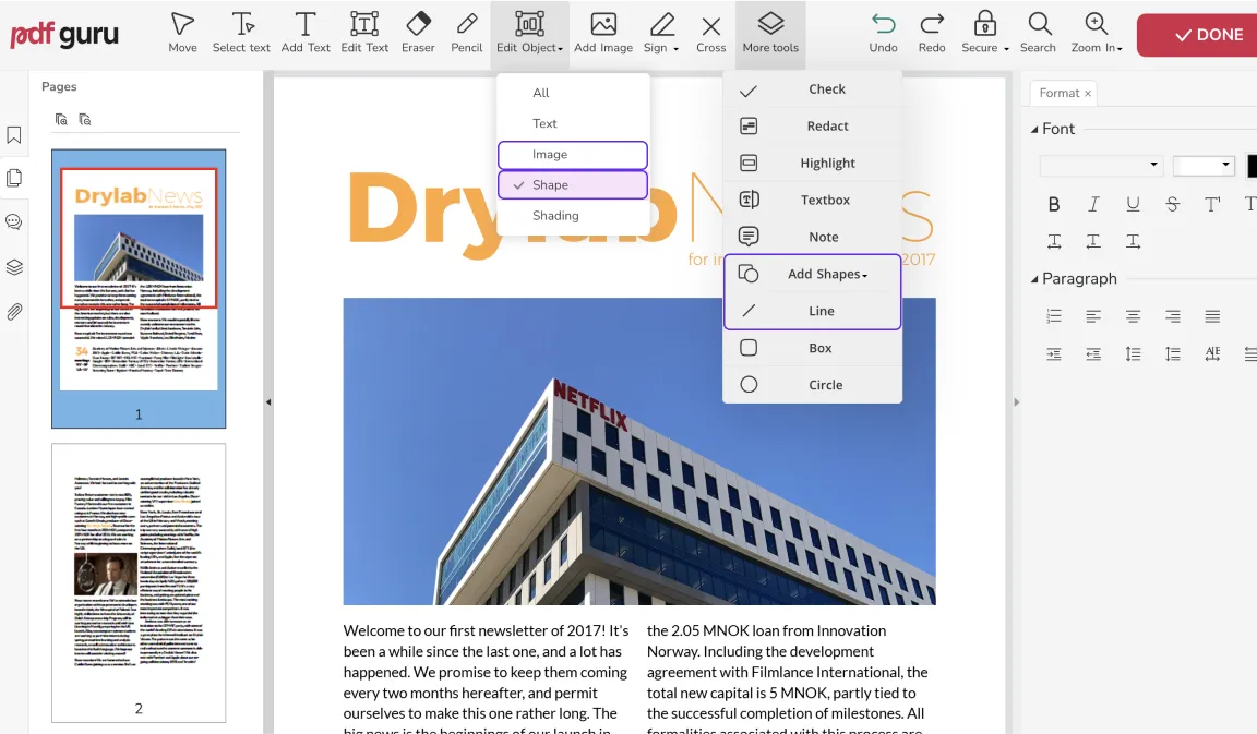 Como adicionar formas em PDF