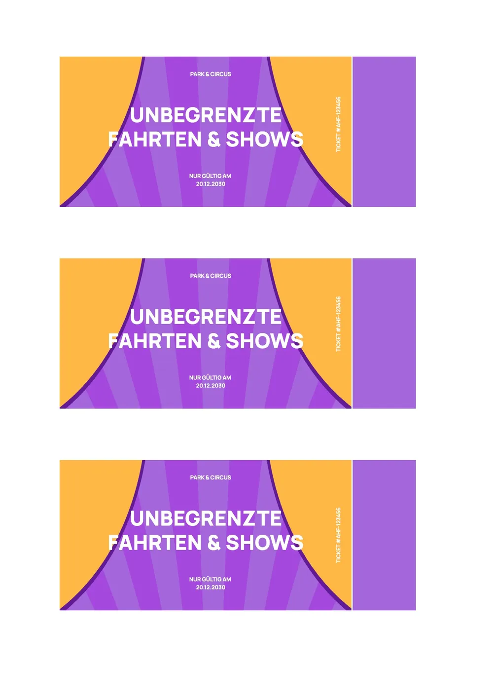 Vorlage für Eintrittskarten