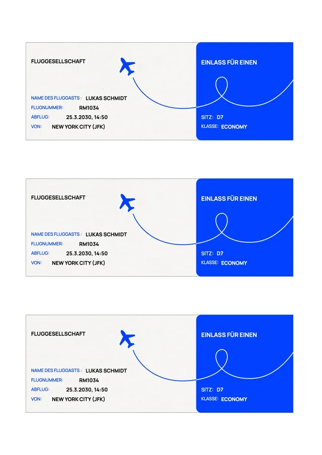 Vorlage für Flugtickets