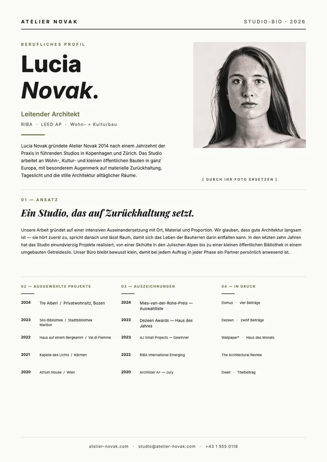 Biografie für Architekten