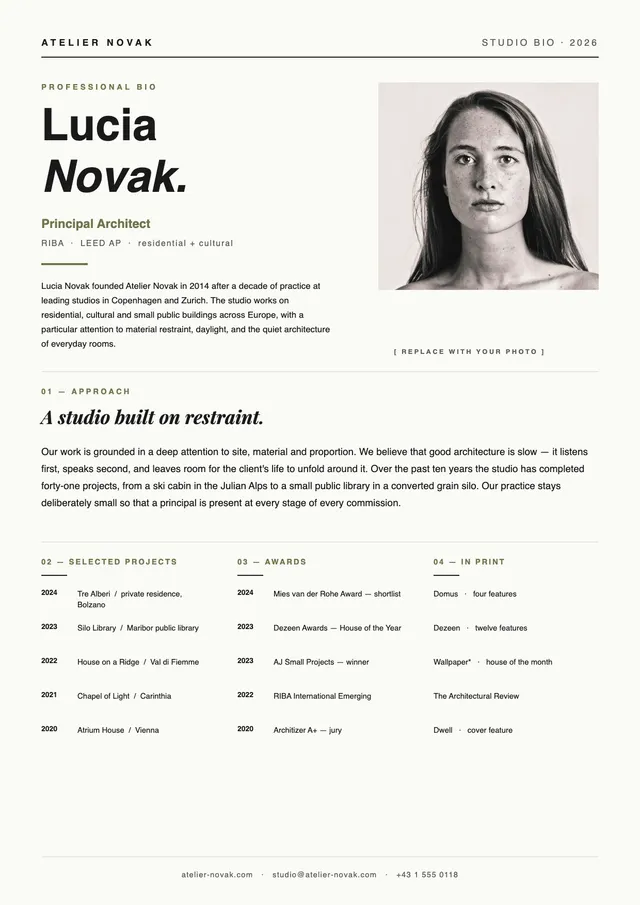 architect-bio form