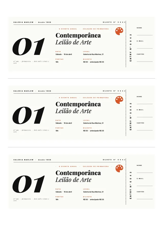 Modelo de rifa para leilão de arte