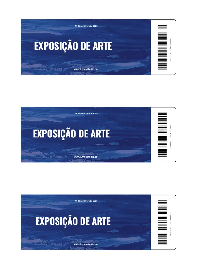 Modelo de ingresso para evento de arte
