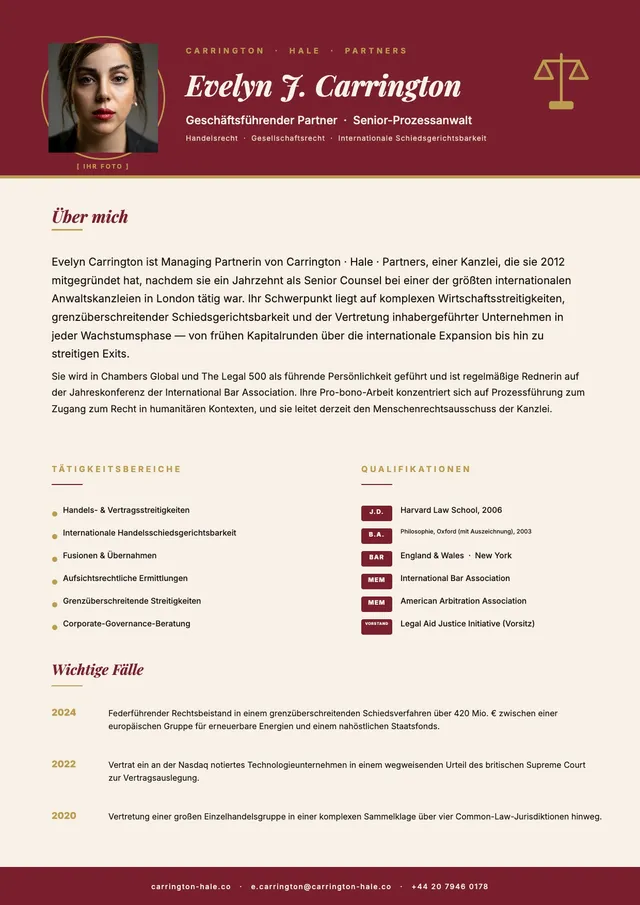 Biografie für Anwälte