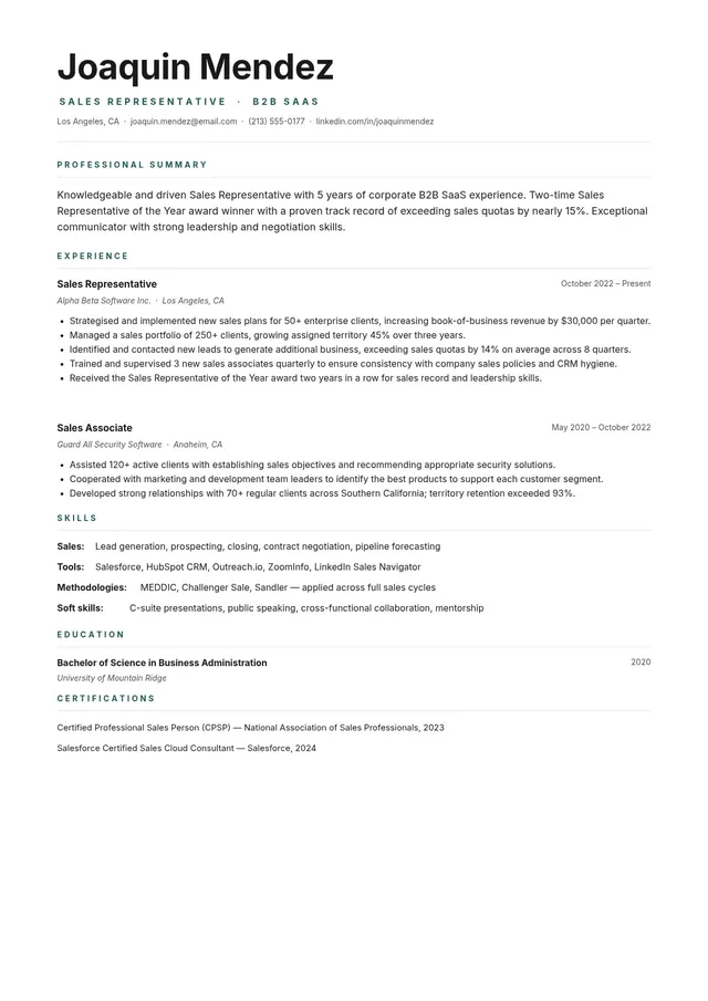 b2b-sales-resume form