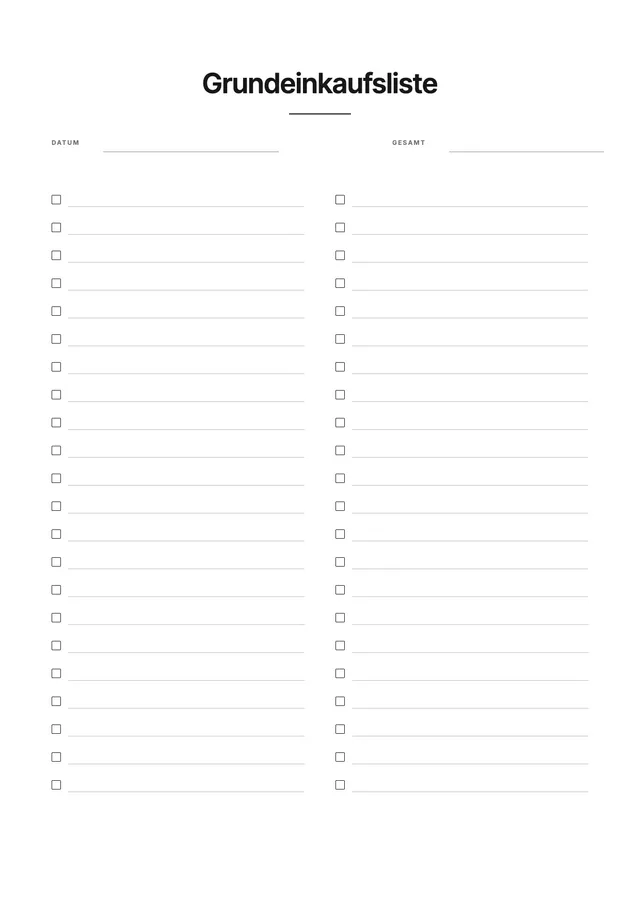 Einfache Einkaufsliste