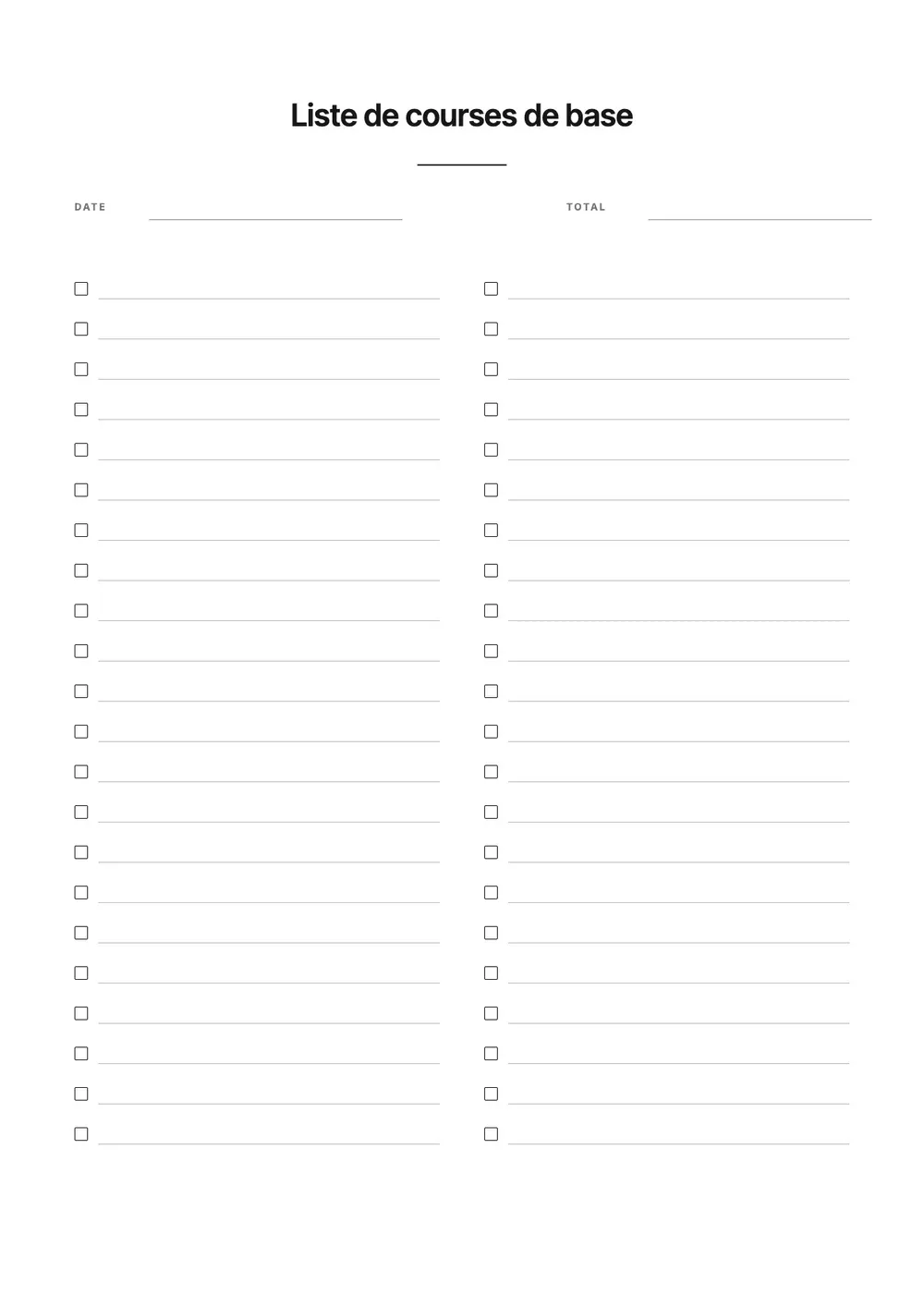 Liste de courses simple