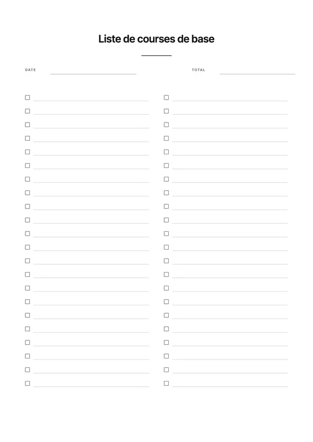Liste de courses simple
