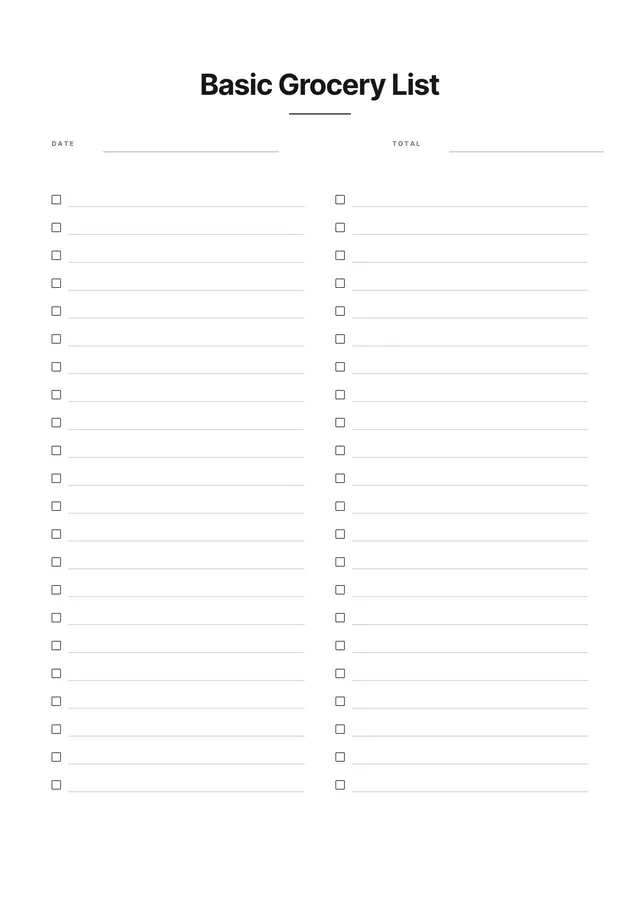 basic-grocery-list form