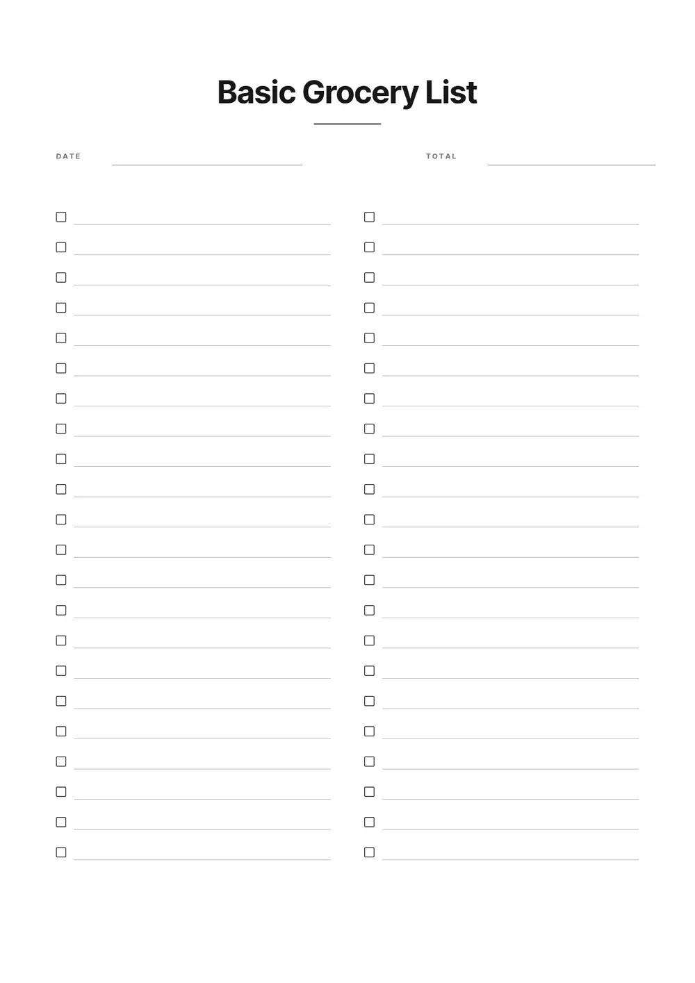 basic-grocery-list form