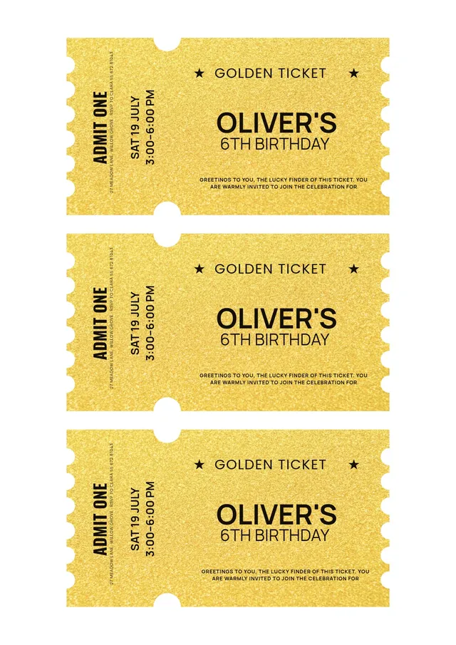 birthday golden ticket template