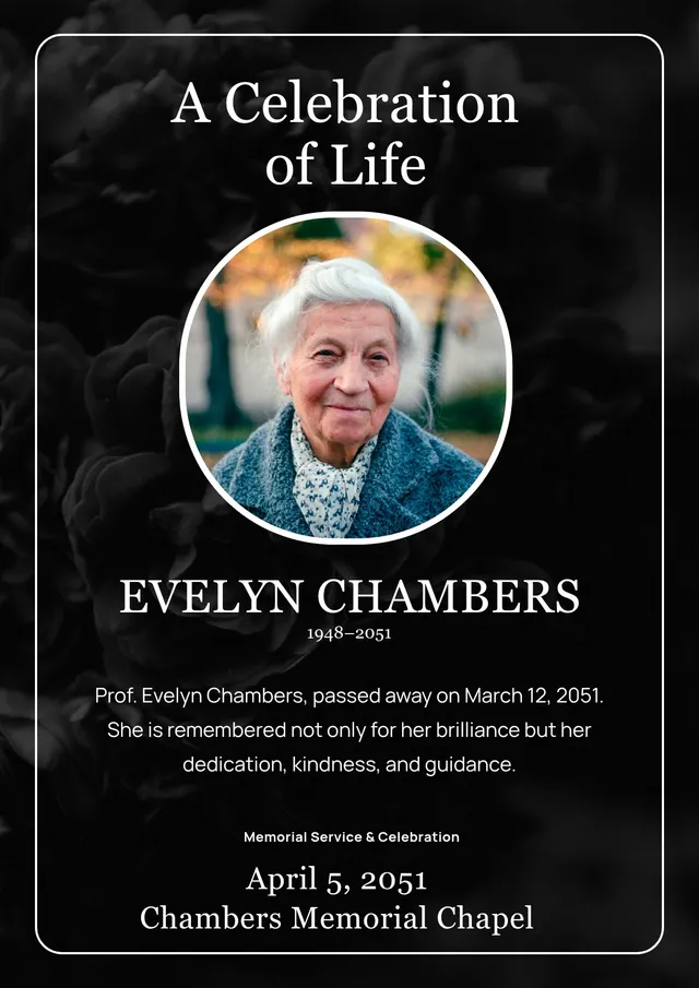 black obituary template