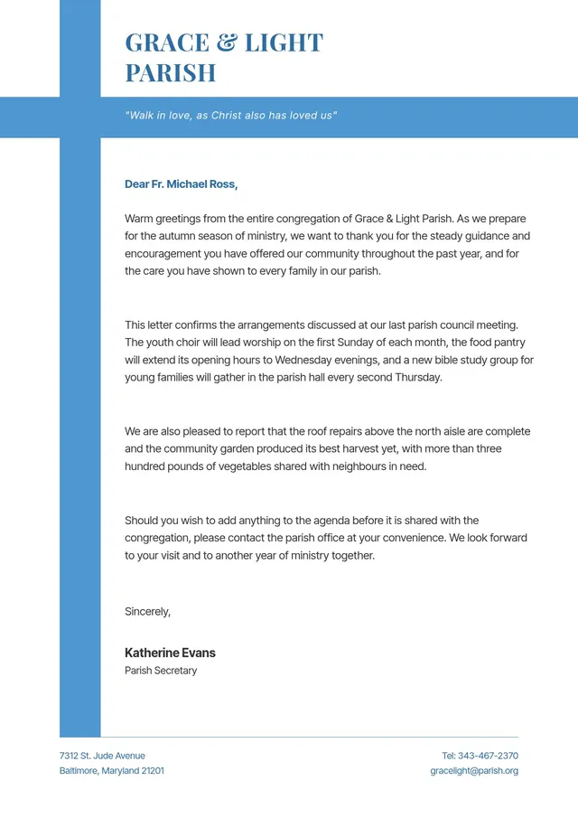 blue church letterhead template