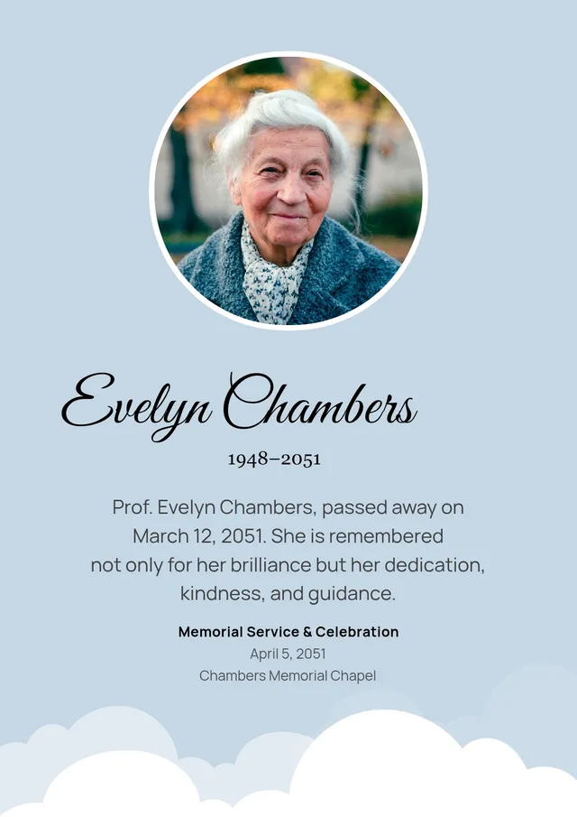 blue obituary template
