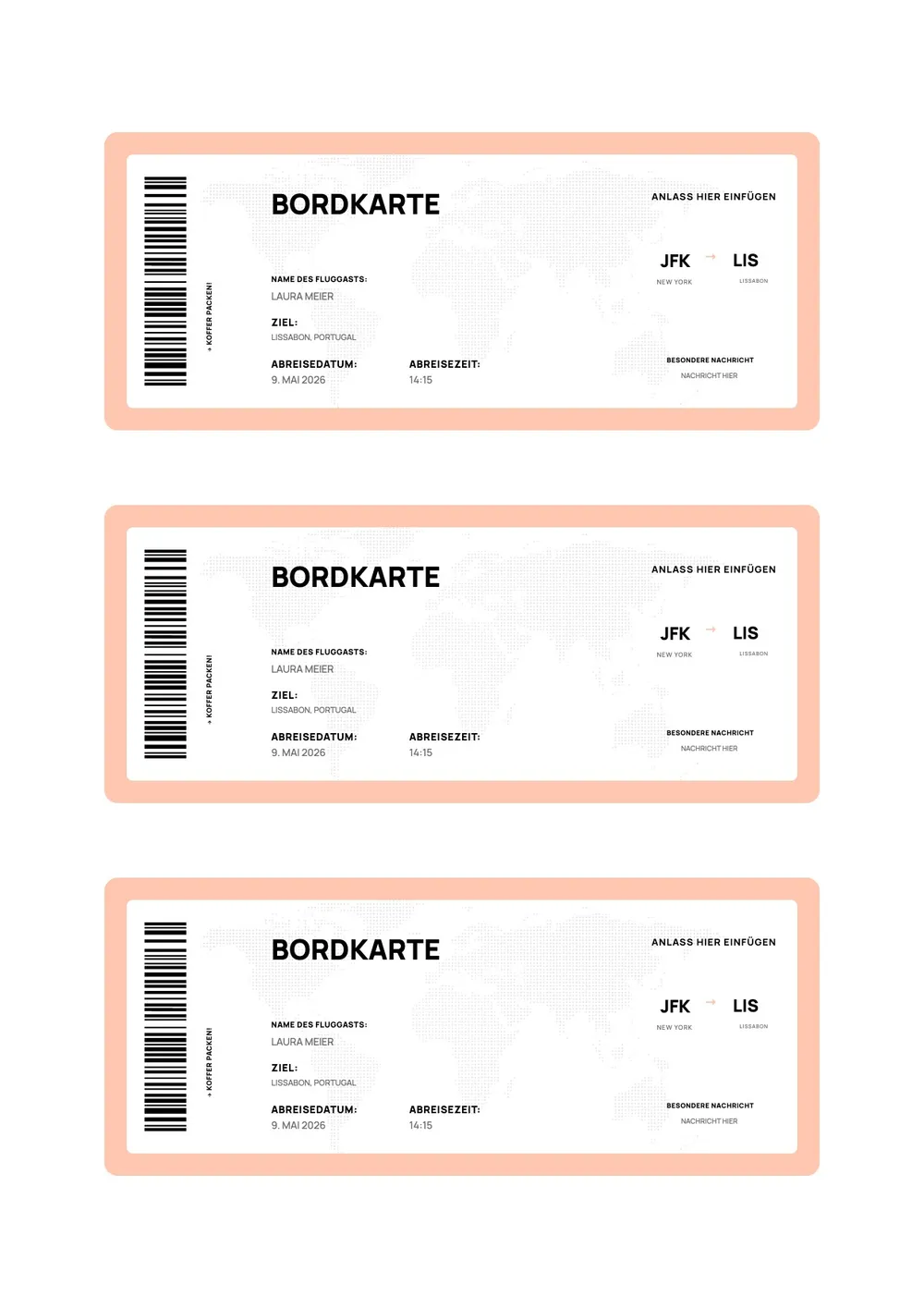 Bordkarten-Vorlage