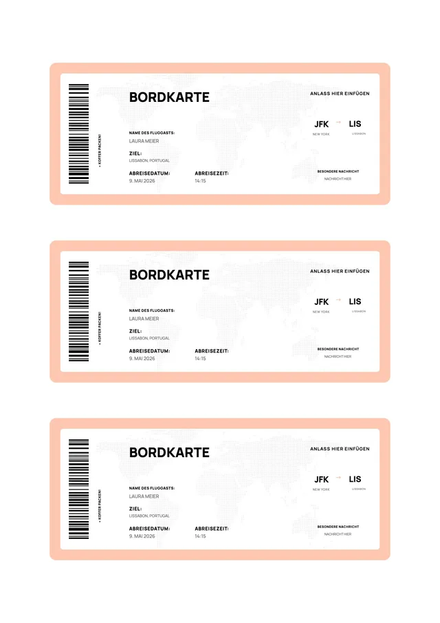 Bordkarten-Vorlage