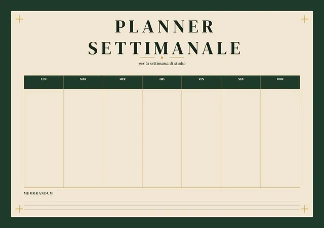Calendario settimanale a riquadri