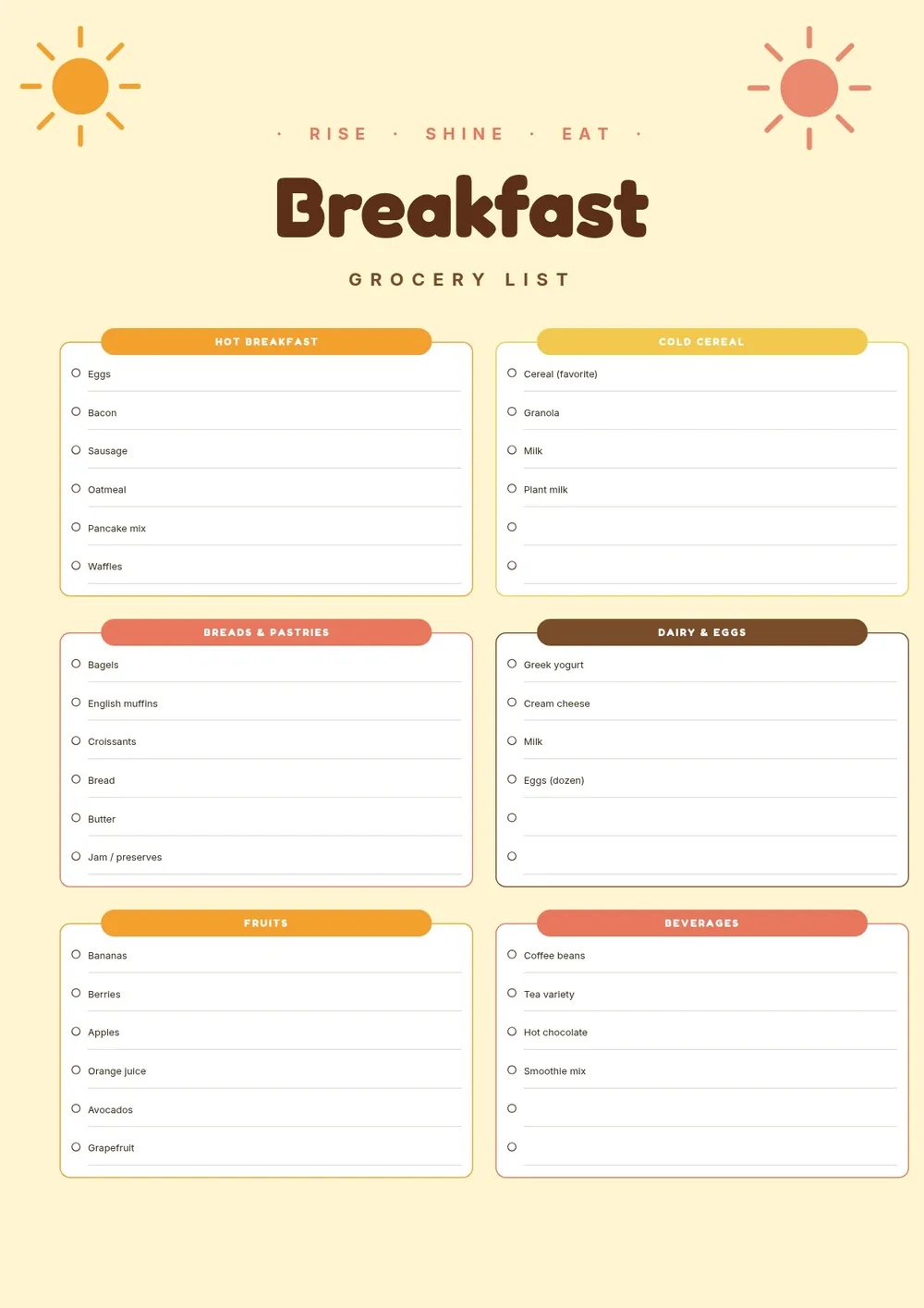 breakfast-grocery-list form
