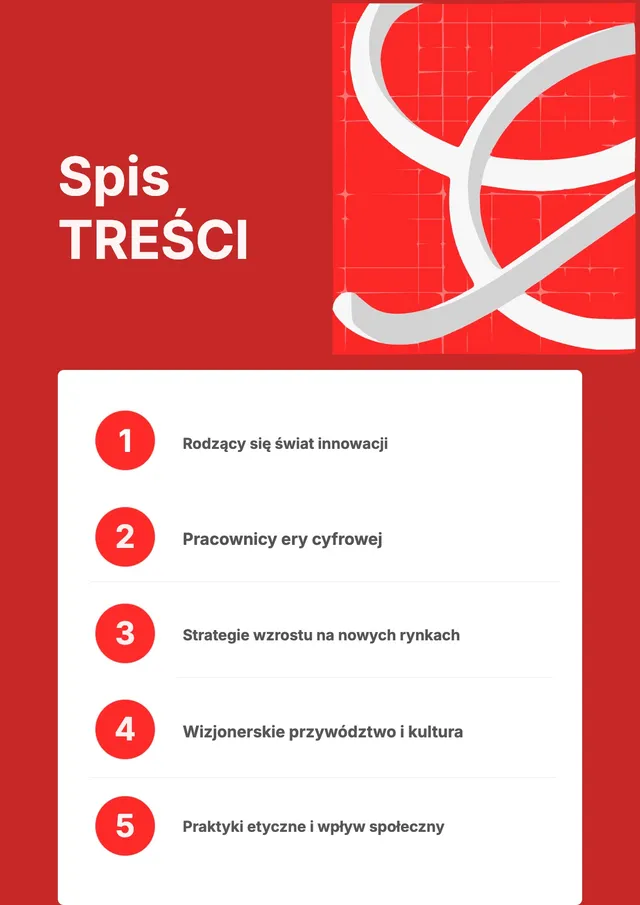 Spis treści książki biznesowej