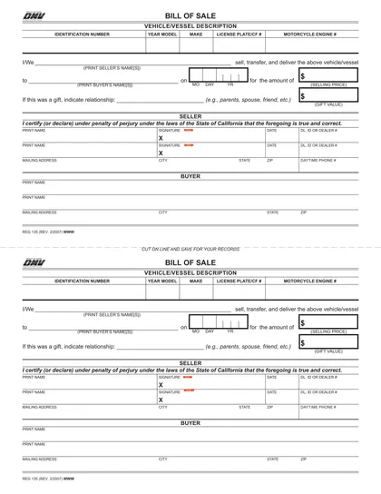california-bill-of-sale form