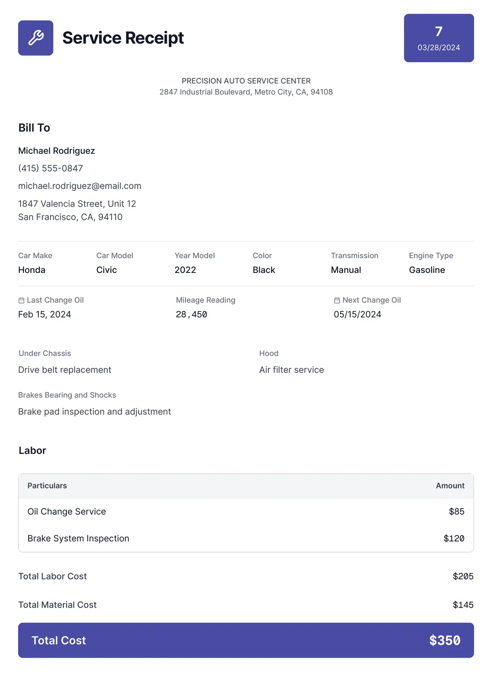 car-service-receipt form