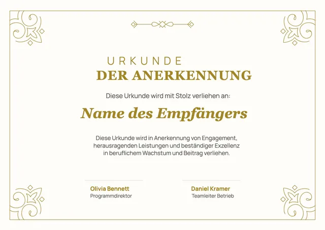 Vorlage für Leistungsurkunde