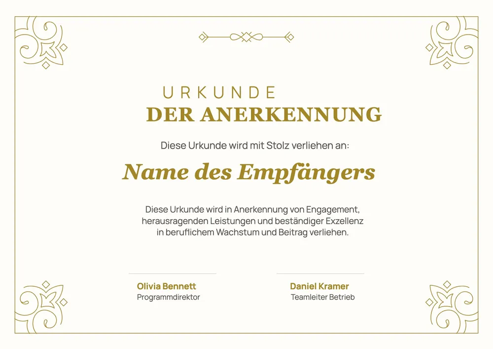 Vorlage für Leistungsurkunde