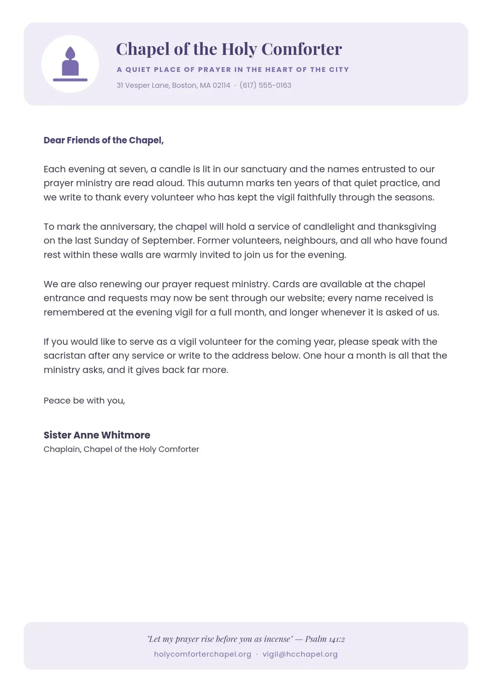 chapel letterhead template