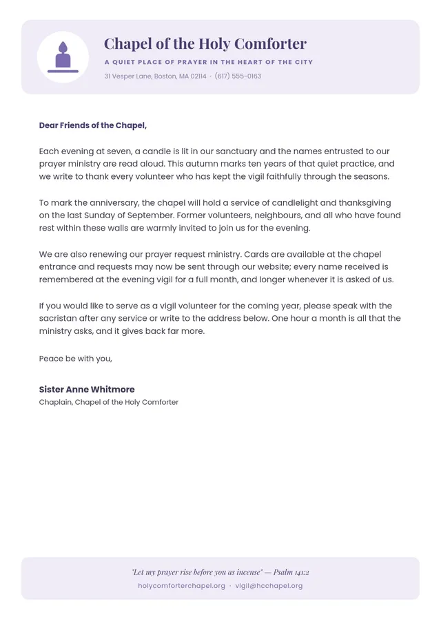 chapel letterhead template