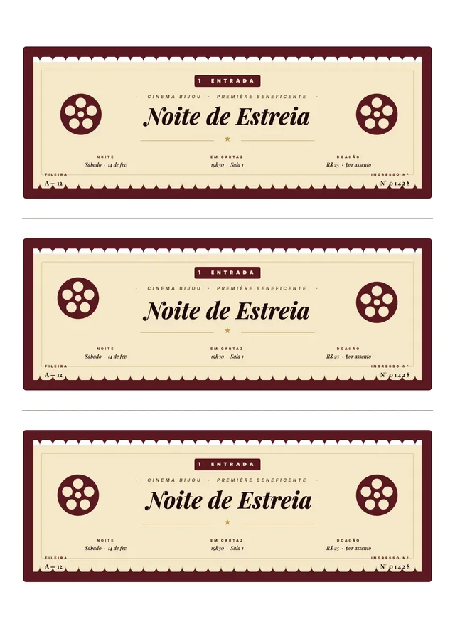 Modelo de rifa para estreia de cinema