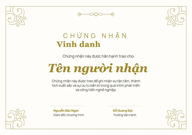 Giấy ghi nhận phong cách cổ điển
