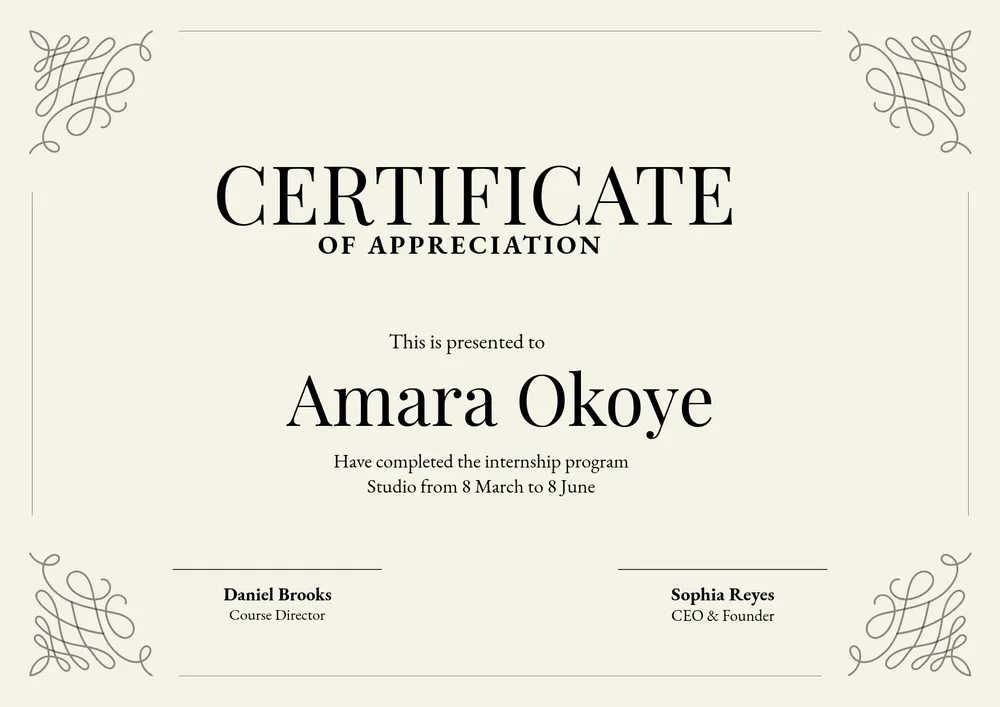 classic internship certificate template