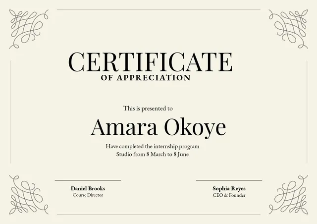 classic internship certificate template