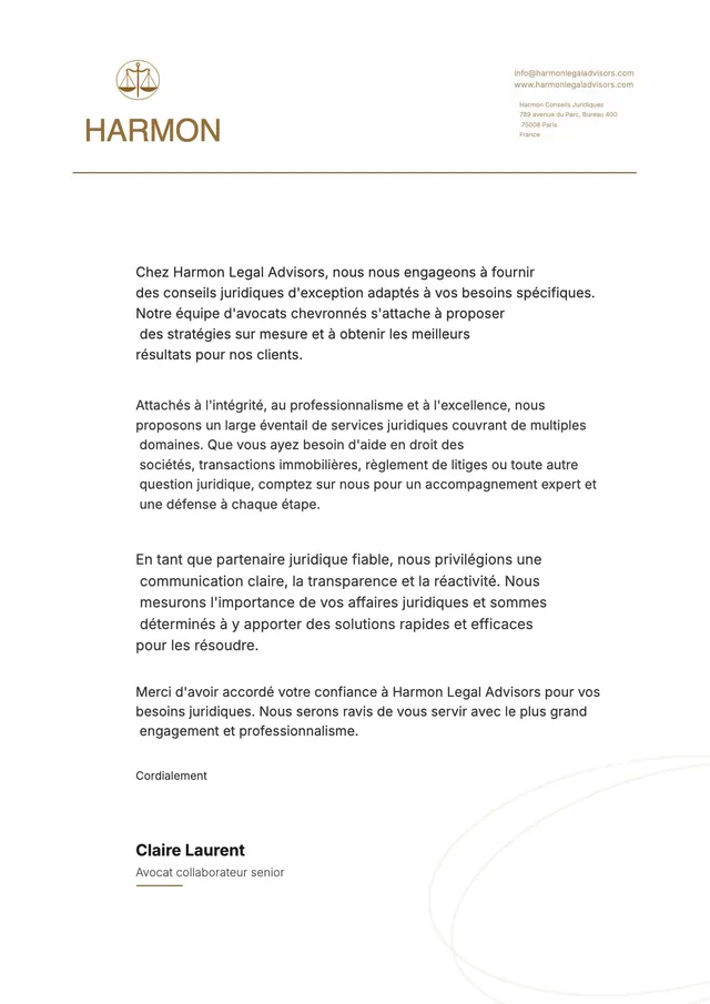Papier en-tête classique de cabinet d'avocats