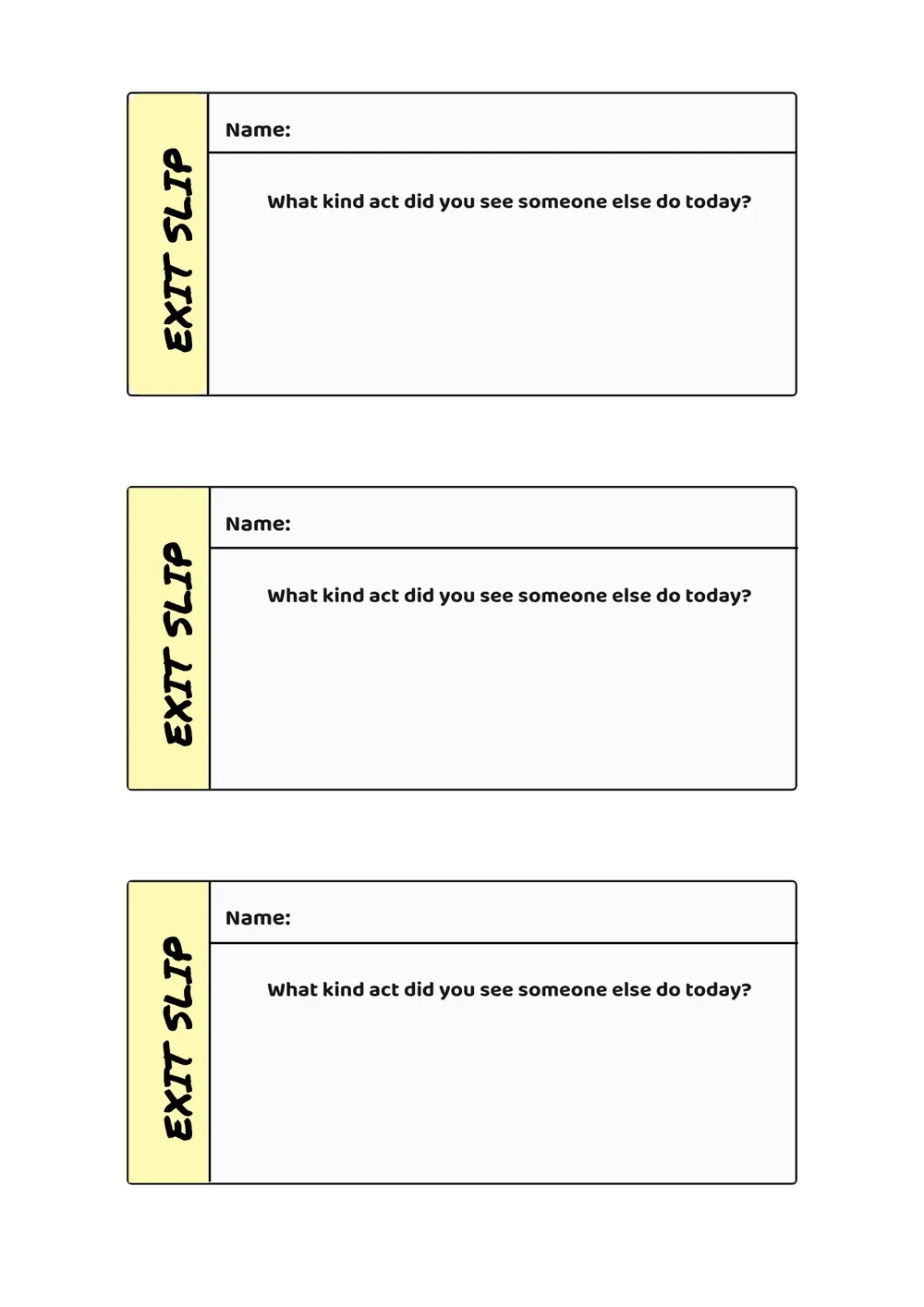 classroom exit ticket template
