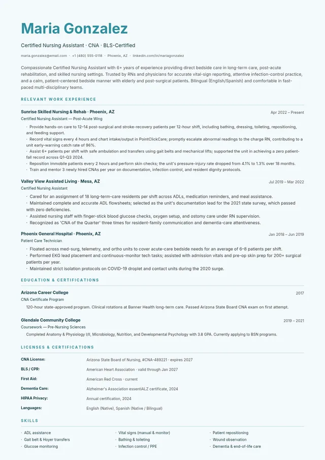 cna-nursing-resume form