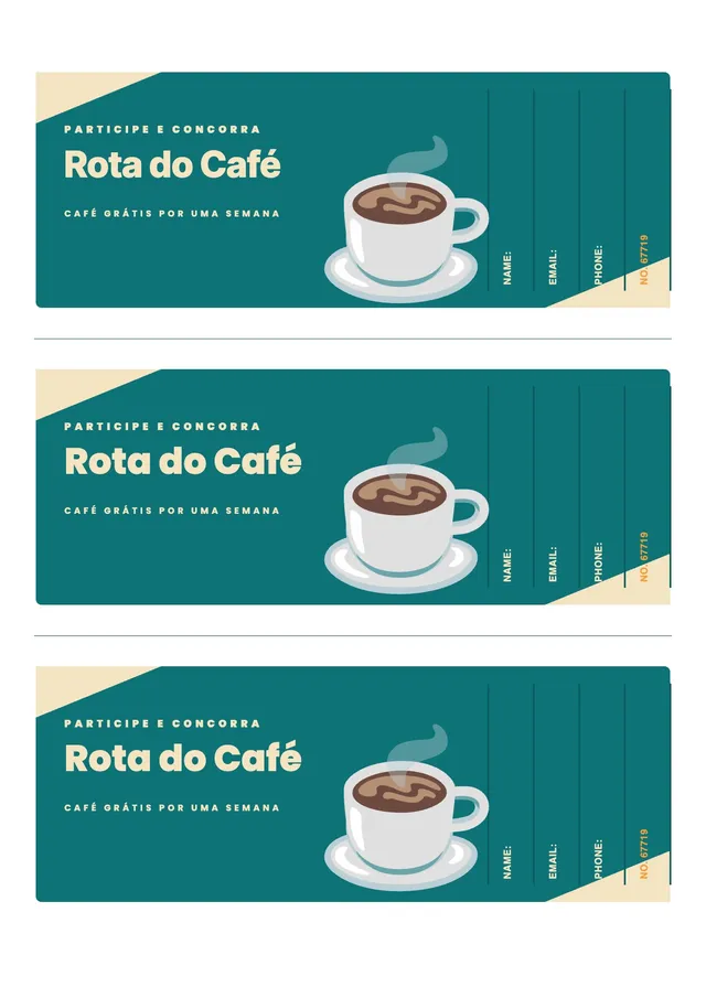 Modelo de rifa para circuito de cafeterias