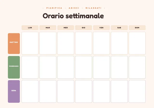 Calendario settimanale colorato