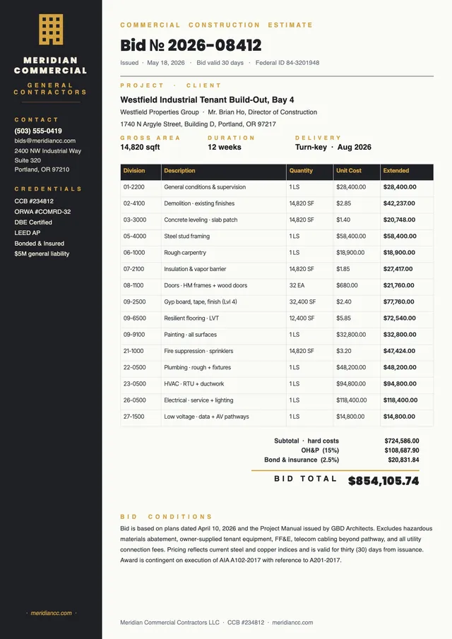 commercial-construction-estimate form