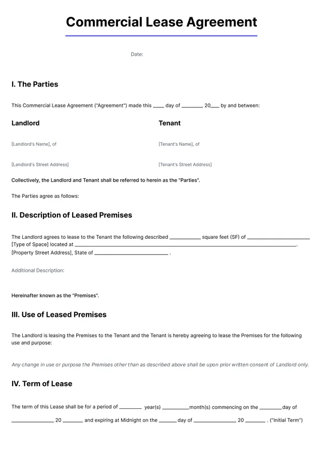 commercial-lease-agreement form