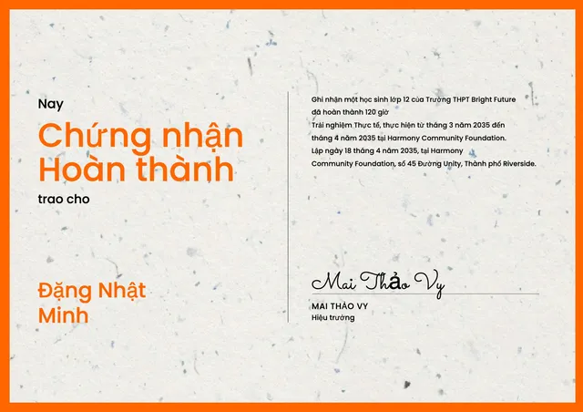 Mẫu giấy chứng nhận hoàn thành thực tập