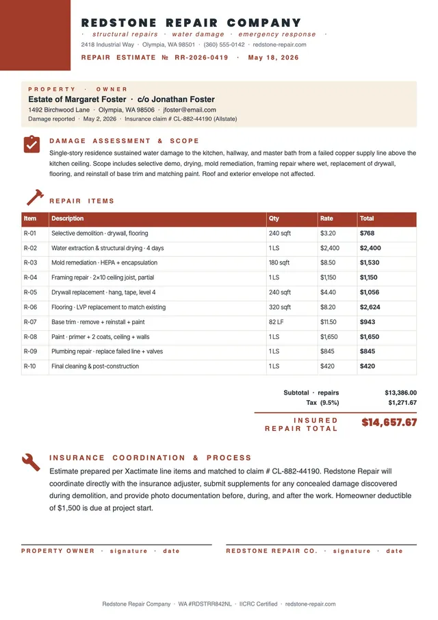 construction-repair-estimate form